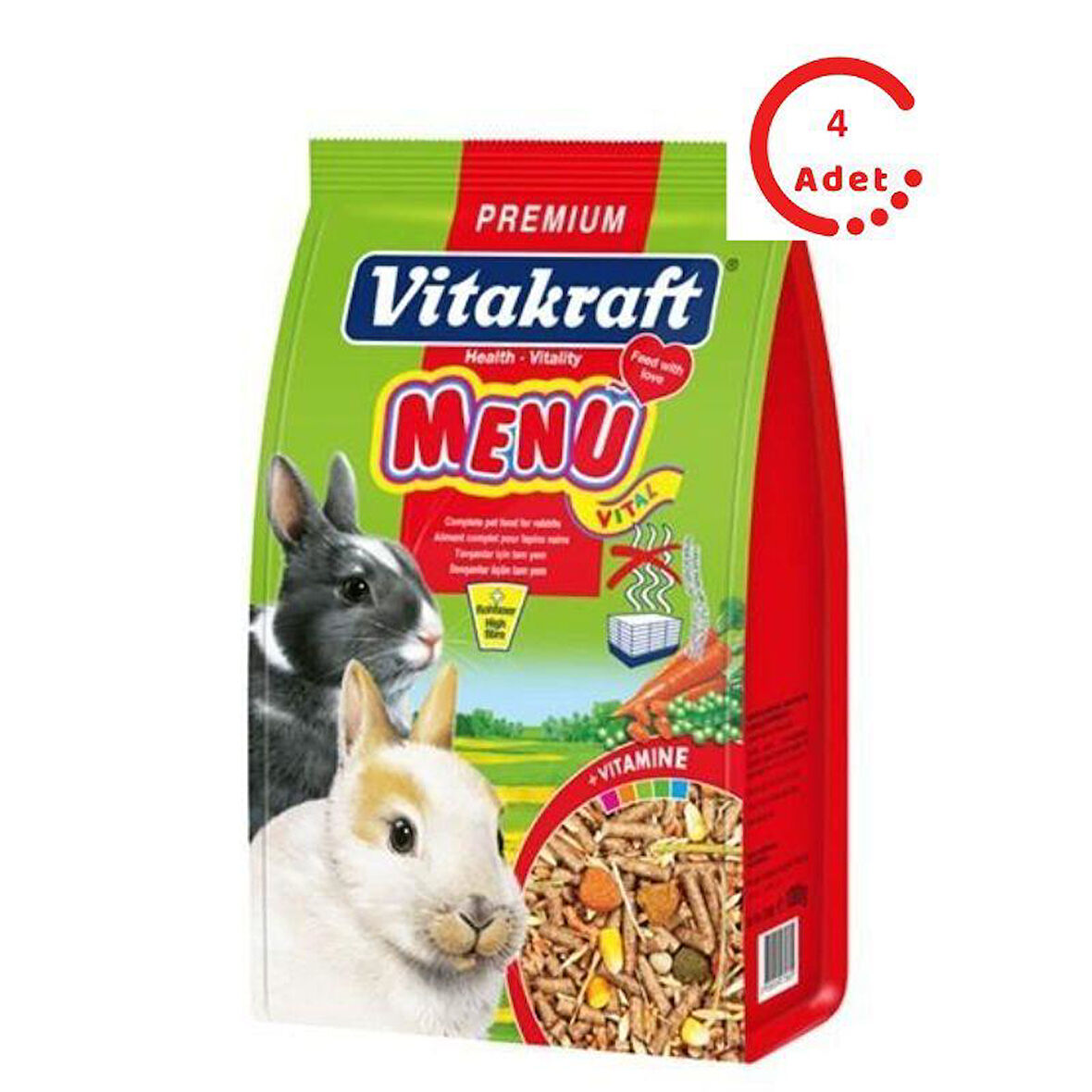 Vitakraft Menü Rabbit Tavşan Yemi 1 Kg x 4 Adet