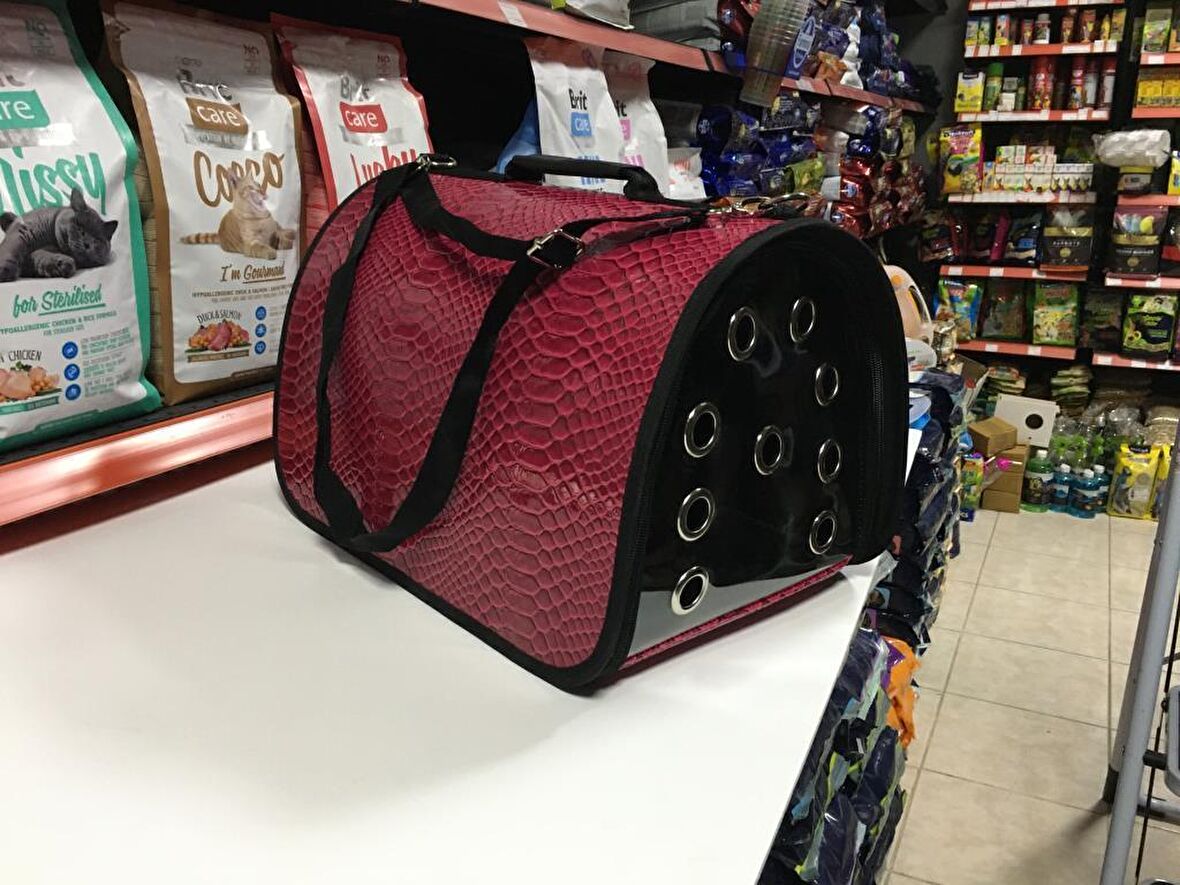Orijin Kedi Köpek Deri Flybag Taşıma Çantası Fusya 42X26X25 cm
