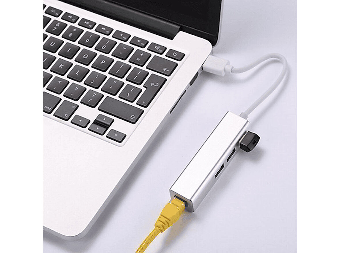 DAYTONA FC06 USB to 3 Port USB RJ45 Kablolu Adaptör Gri