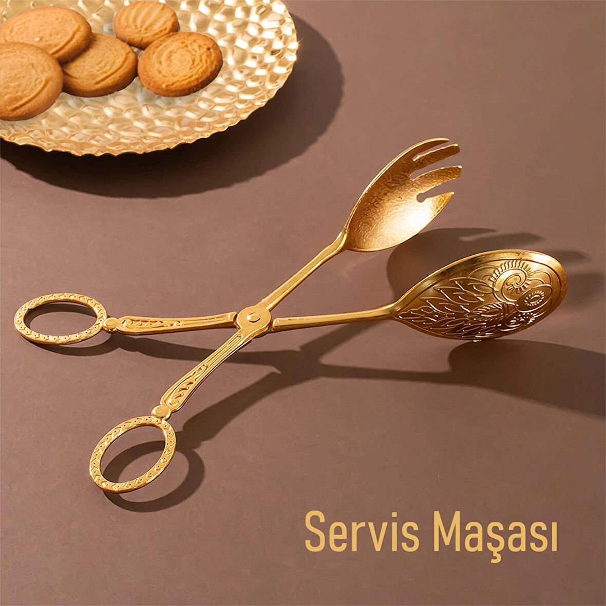 Porsima Gold Servis Maşa, Salata Kek Makarna Maşası 1 Adet Lüks Servis Maşası