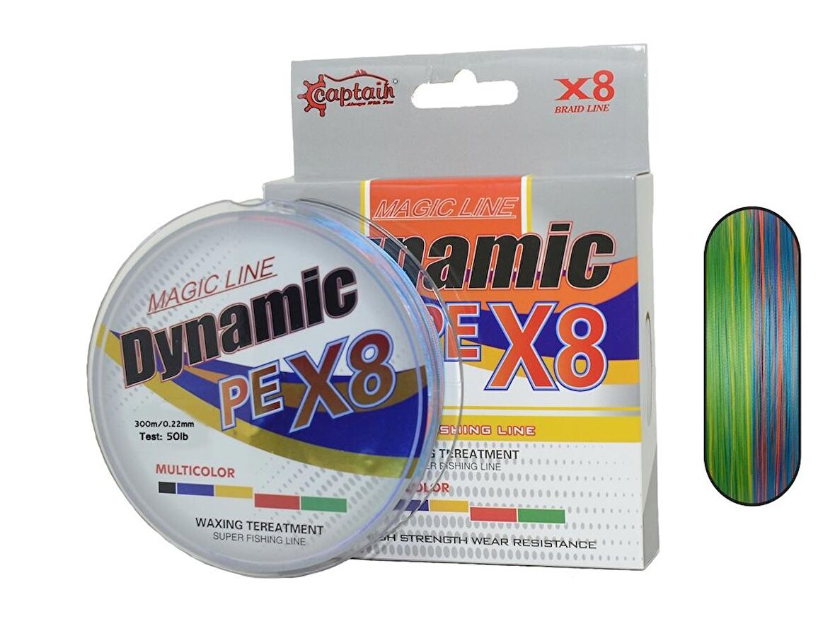 Captain Dynamic PE 8x Örgü İpi Misina 0,22mm 300mt Multi Color