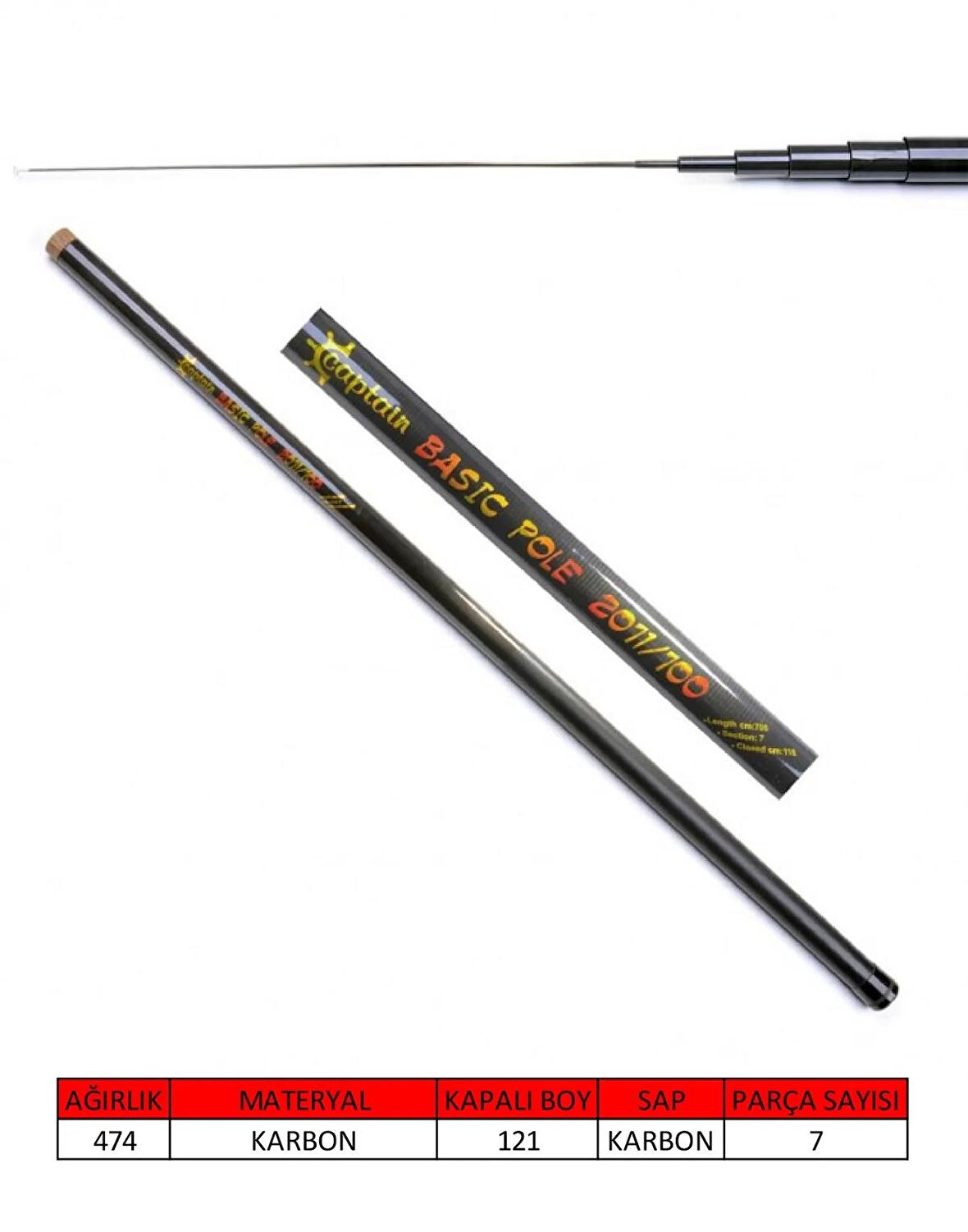Captain 2071 Basic Pole 20 T Karbon Göl Kamışı 700 cm