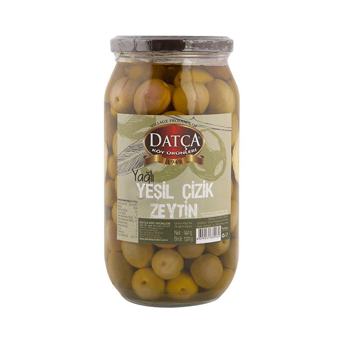 Datça Yağlı Çizik Zeytin 940 gr