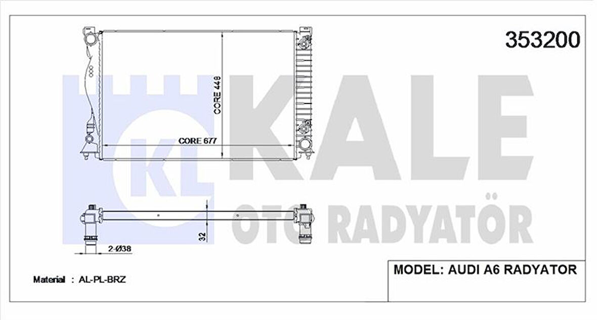 Vag Motor Su Radyatoru Brazıng Audı A6 2,4i 2,8 Fsi 3,0 Tfsi 04> Klimalı Otomatık Sanzıman 675x428x32 - Kale 353200