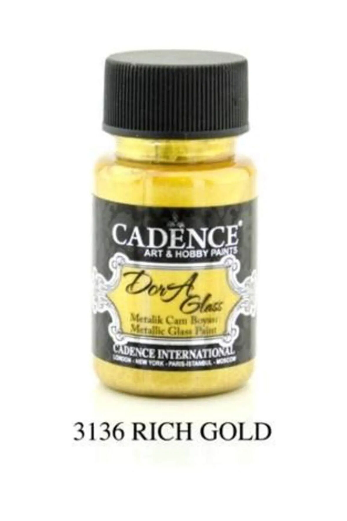 Dora Glass Metalik Cam Boyası 50 ml. 3136 RICH GOLD
