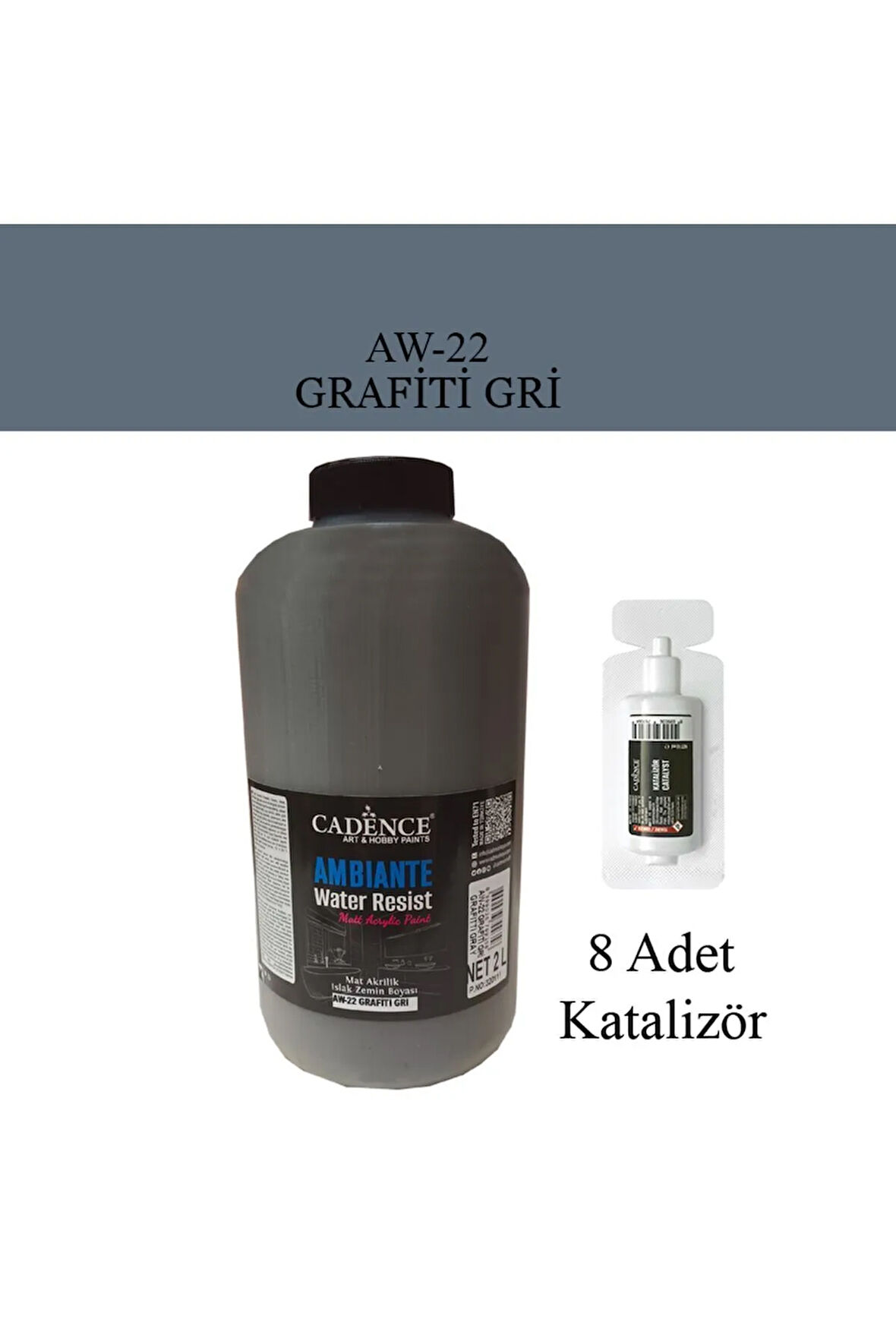 Ambiante Suya Dayanıklı Islak Zemin Boyası aw-22 Grafiti Gri 2 Litre + Katalizör