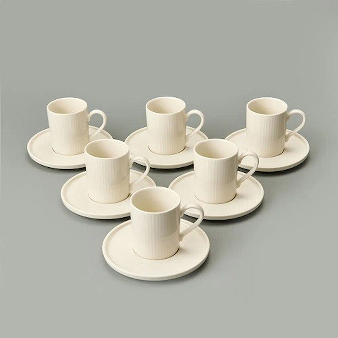 YMP Porline Kahve Takımı Krem Çizgili ( 12 Parça)