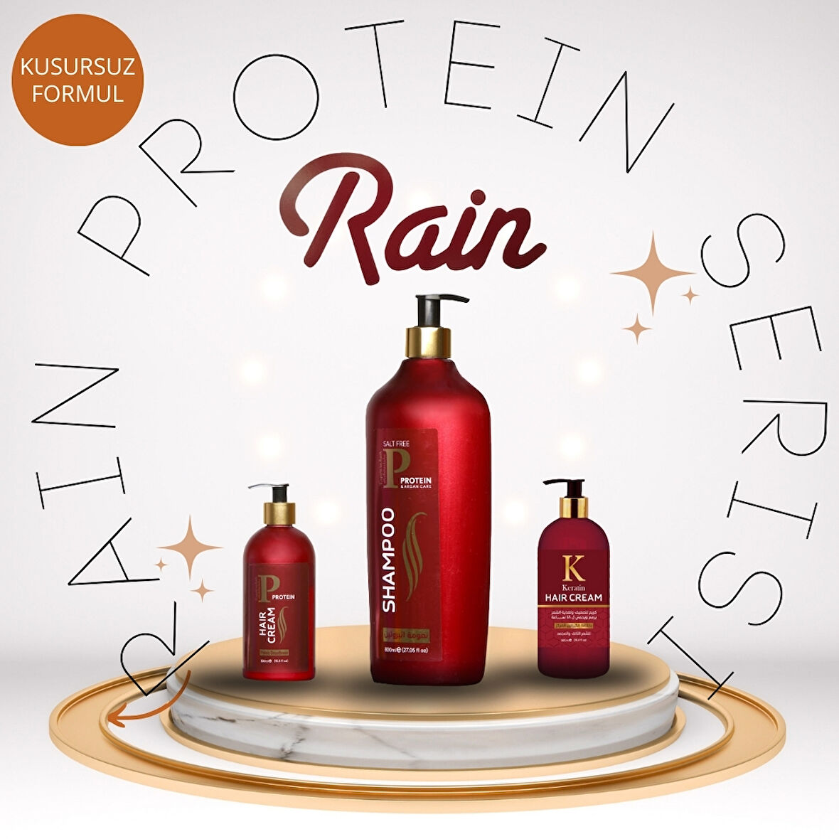 Rain Protein Serisi: Saçlarınızı Güçlendiren 3 lü Şampuan Ve Durulanmayan Krem Bakım Seti