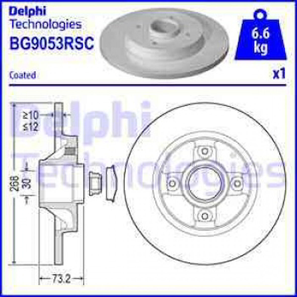Psa Fren Diski Arka 308 Sw 07> 3008 09> 5008 09> Partner Tepe Partner 08> Partner Tepee 08> / C4 Picasso - Delphi Bg9053rsc
