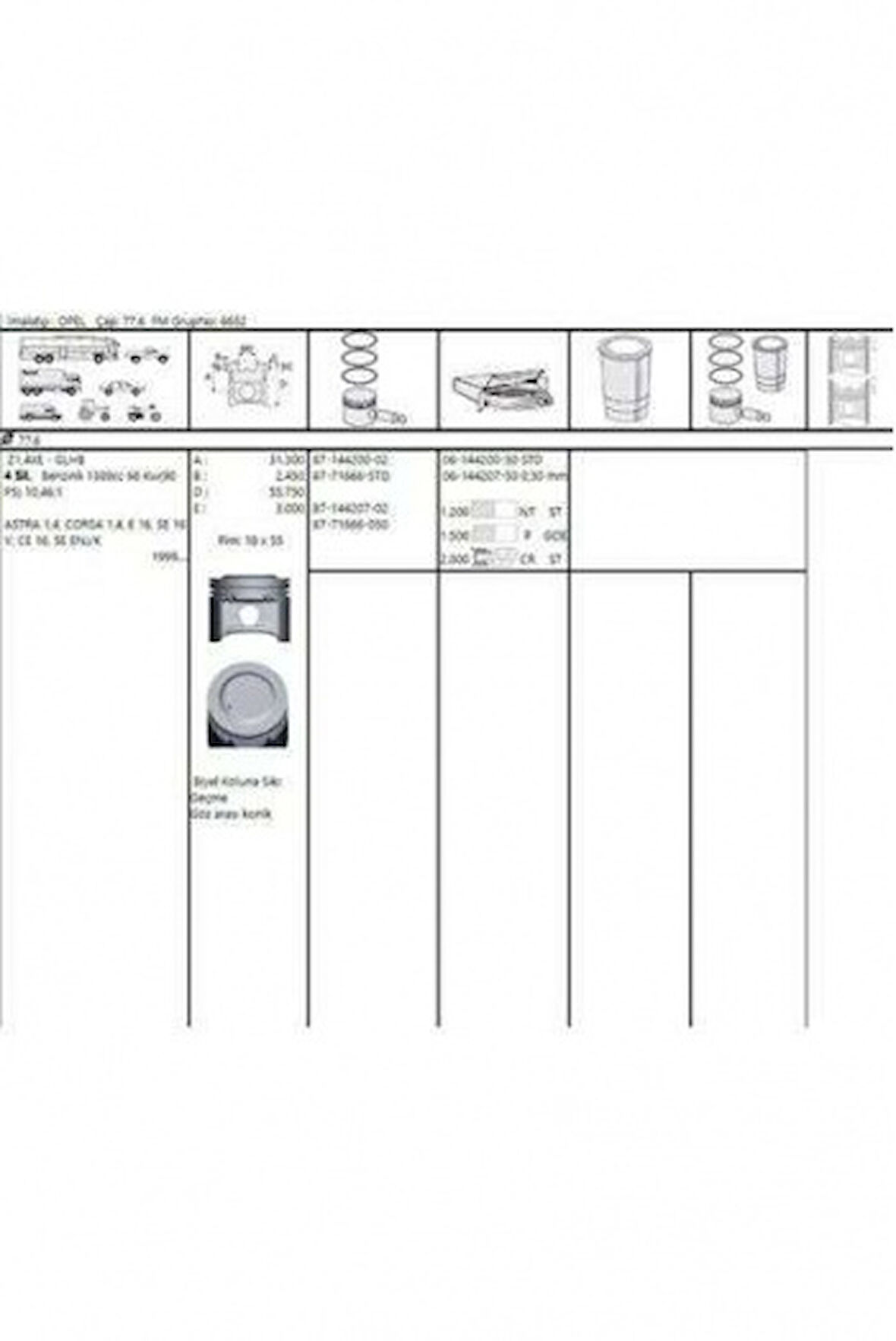 Opel Motor Segman Z14xe 1.4 16v Astra G Corsa C 77.60mm Std (1.2x1.5x2.0) - Akd 222-3557-00