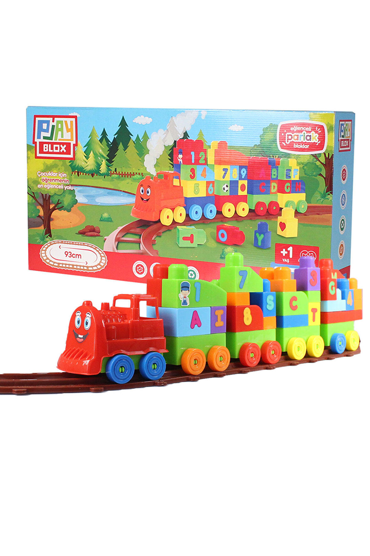 Play Blox Oyuncak Tren Seti 77 Parça Sayılar ve Alfabe Treni Parlak Renkler Mega Blok Seti 2397