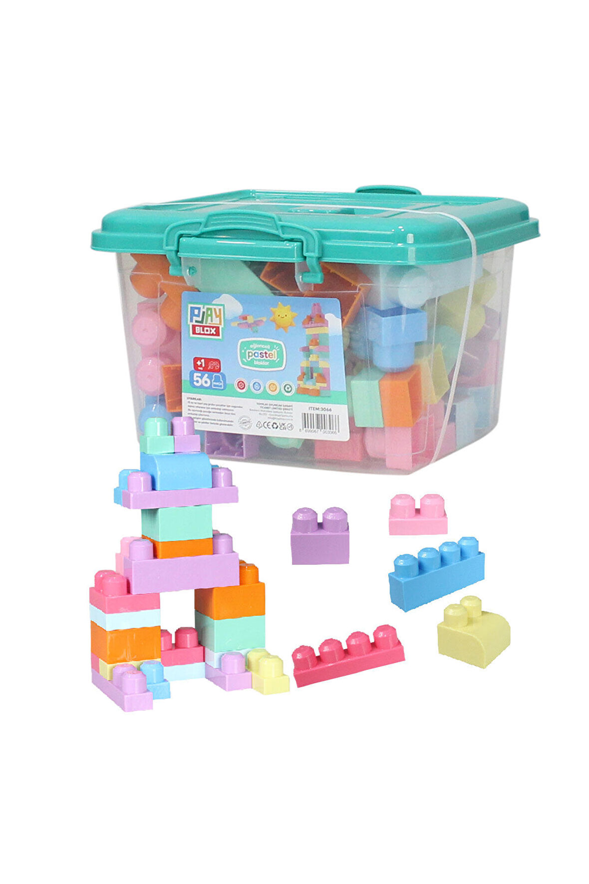 Play Blox 3066 Pastel Renkler Mega Blok Seti 56 Parça Kovalı