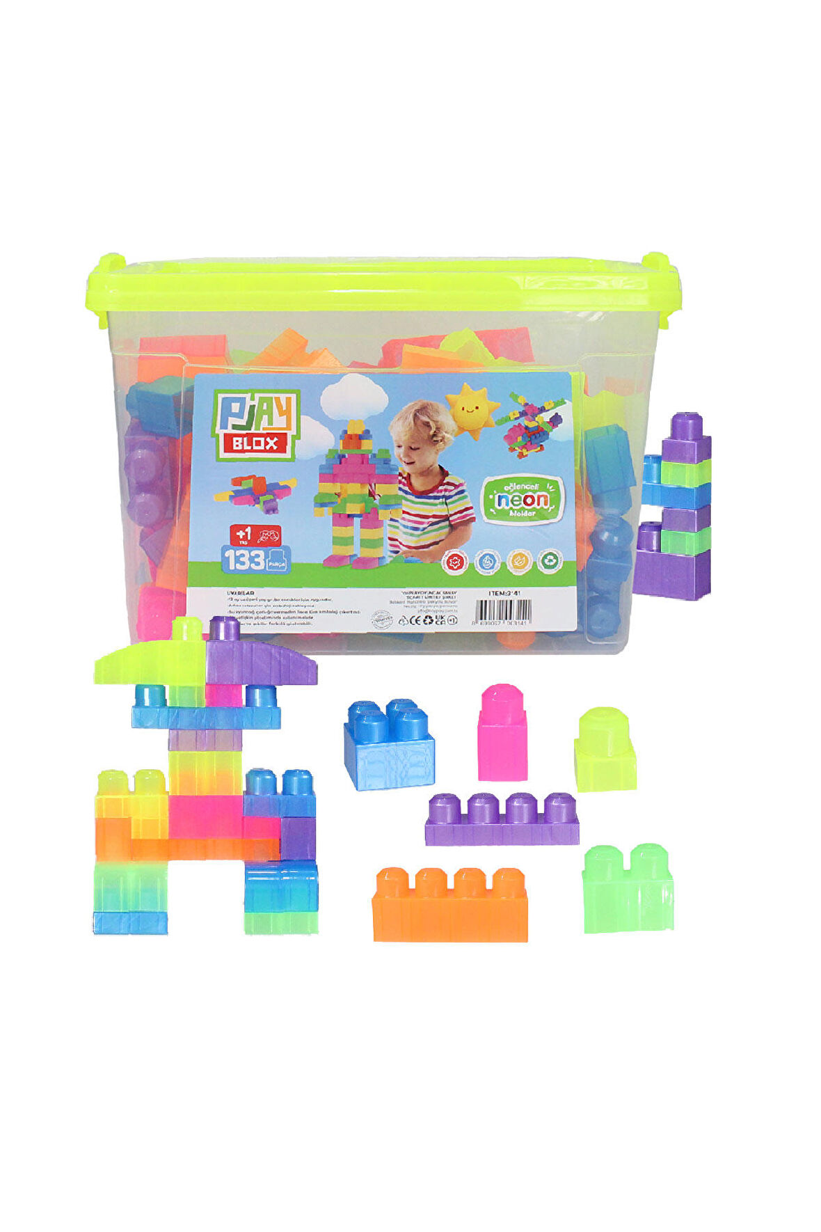 Play Blox 3141 Neon Renkler Mega Blok Seti 133 Parça Kovalı