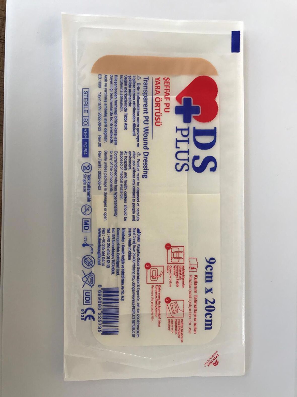 DS PU ŞEFFAF SU GEÇİRMEZ YARA PEDİ 9 X 20