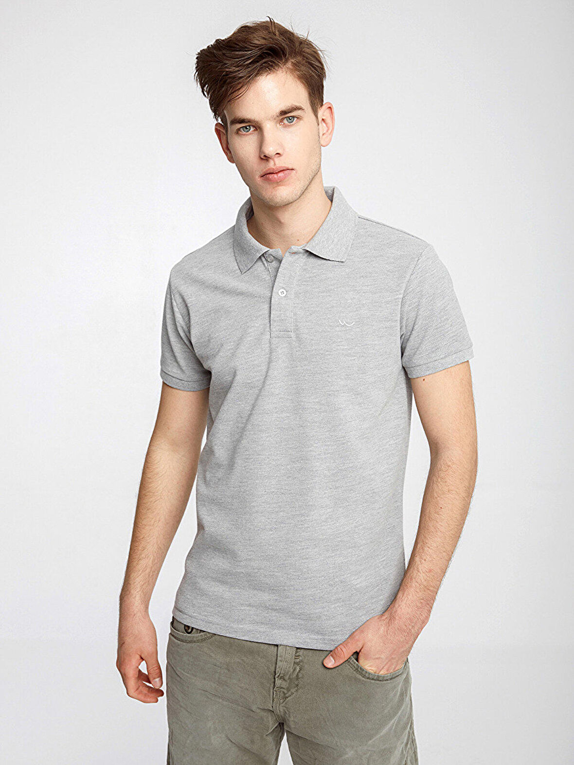 Polo Yaka Gri T-shırt