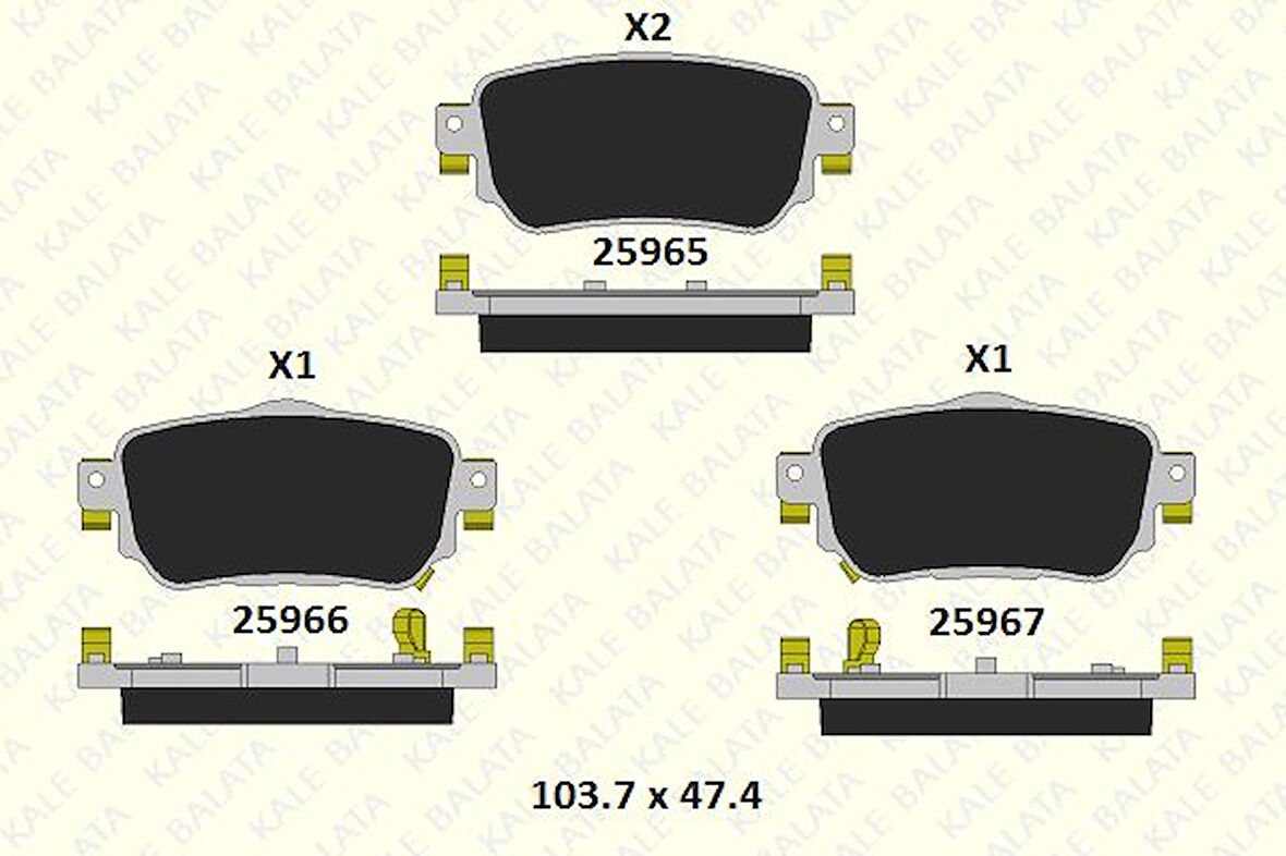 Nissan Arka Fren Balatası Qashqaı 2013> Renault Kadjar 2015> - Kale B 25965 151 05 Ans