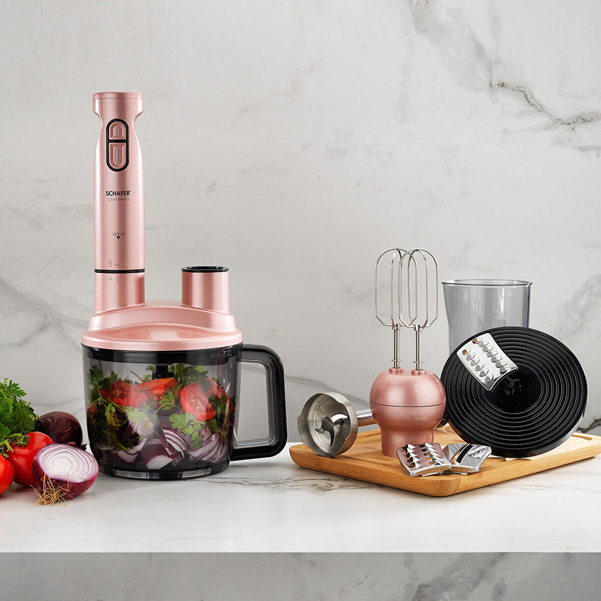 Schafer Chef Blend Mega 1500 W Set Mikser Rose Gold