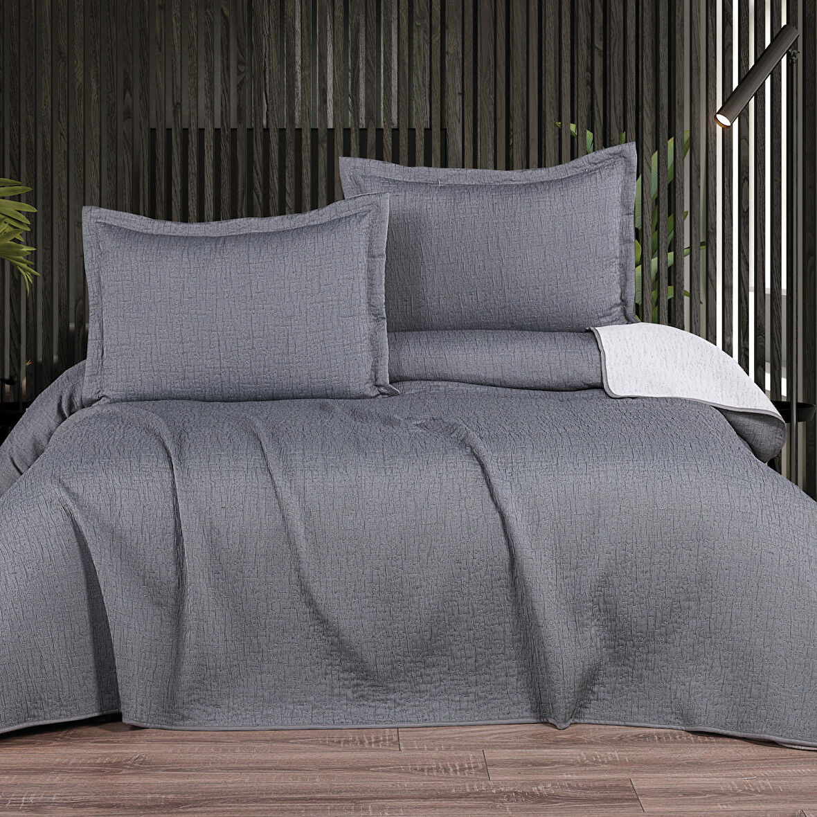 Schafer Home Basic Çift Kişilik Yatak Örtüsü Seti-Gri
