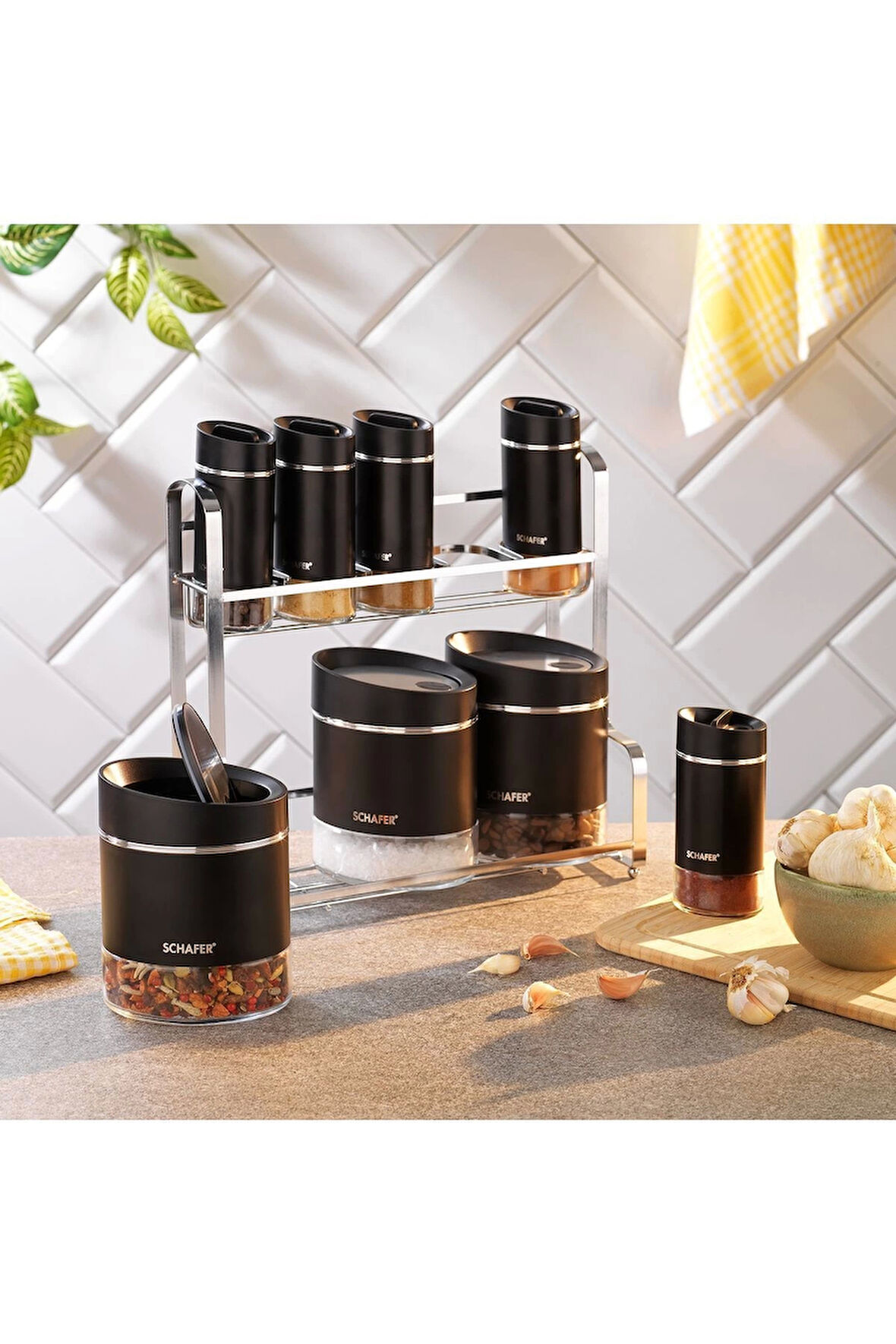 Schafer Silver Touch Baharat Takımı 9 Parça Siyah