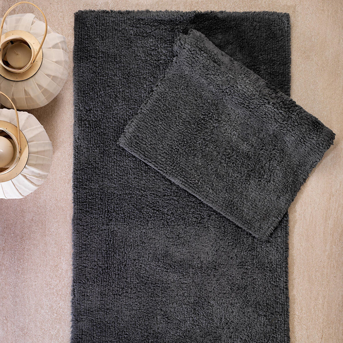 Schafer Home Poem Tafting 2 Li Banyo Paspası 60x100-50x60 -Antrasit