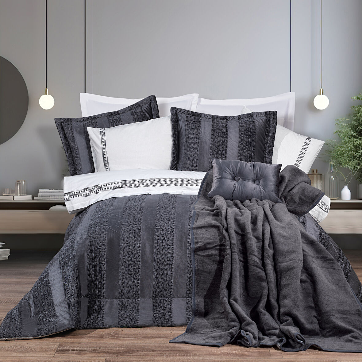 Schafer Home Diamond Çeyiz Seti 11 Parça-Antrasit
