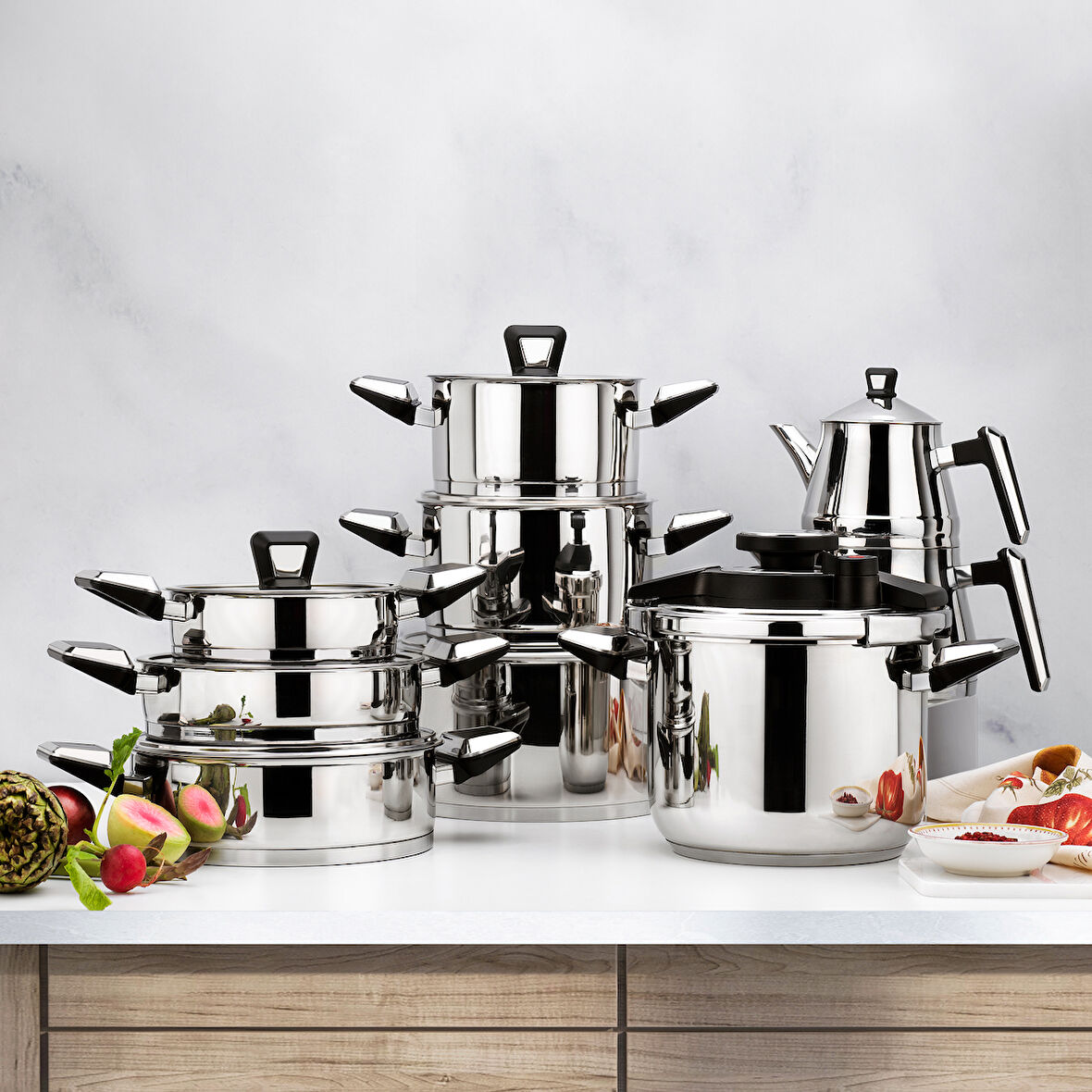 Schafer Premium Çelik Çeyiz Seti 18 Parça-Inox