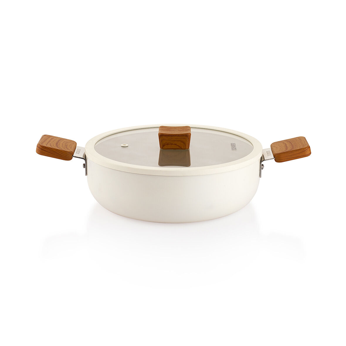 Schafer Ceramoni Seramik Basık Tencere 24 Cm-Krem