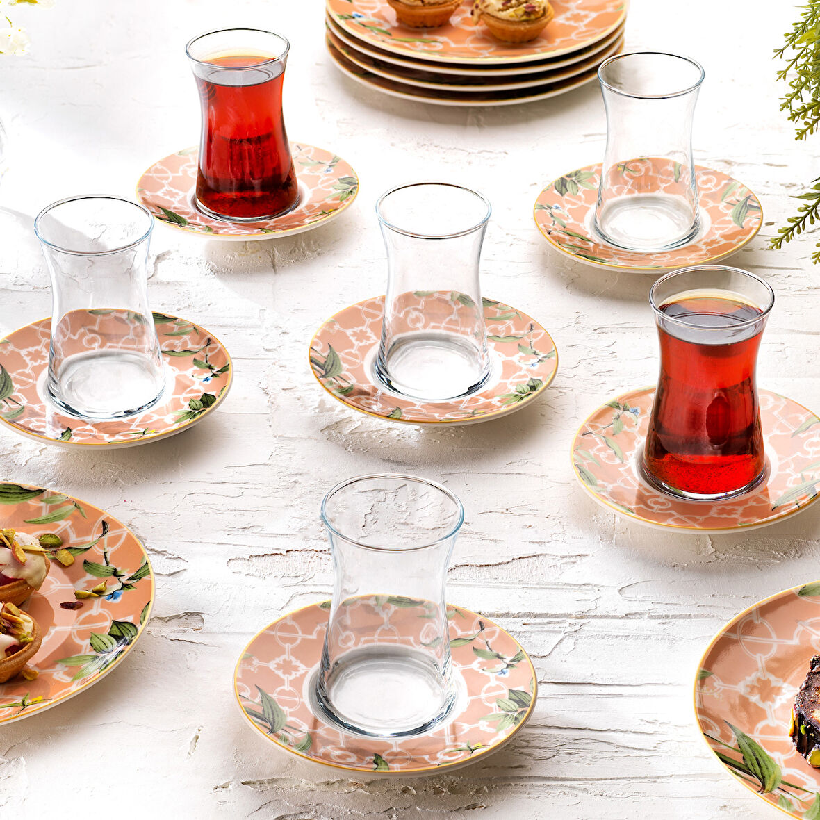 Schafer Sorte Çay Seti 12 Parça-Pembe