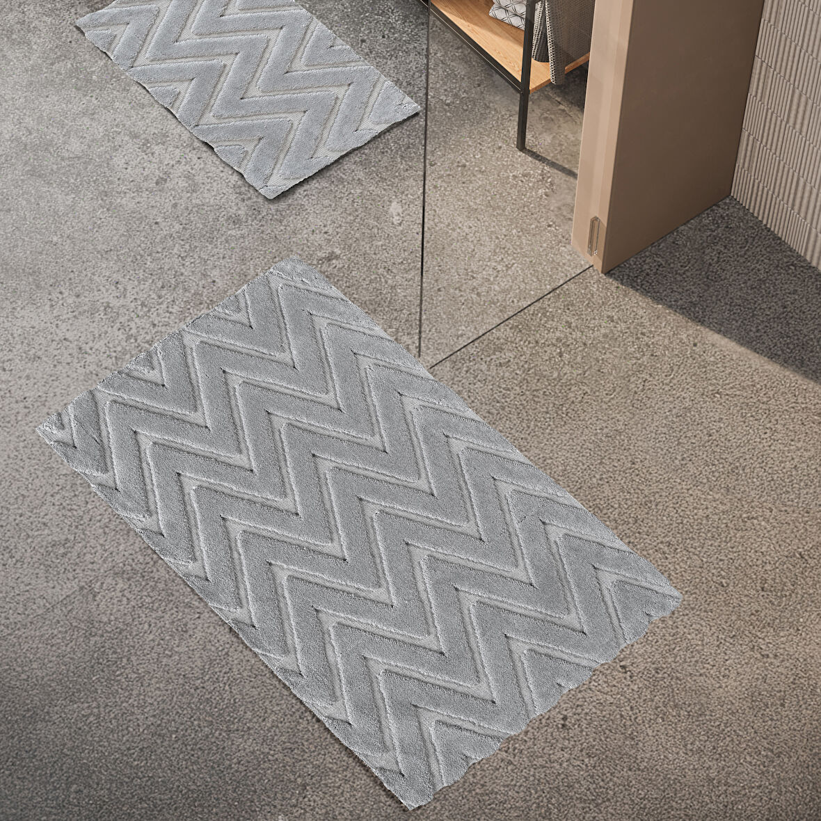 Schafer Home Eleo 2 li Banyo Paspası-Açık Gri