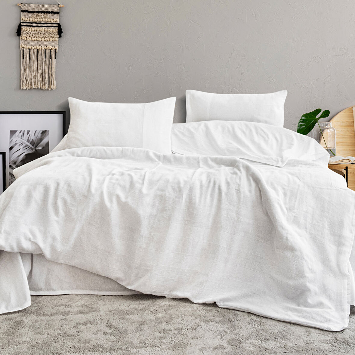 Schafer Home Etamine Pamuk ÇK Nevresim Takımı 4 Parça-Beyaz