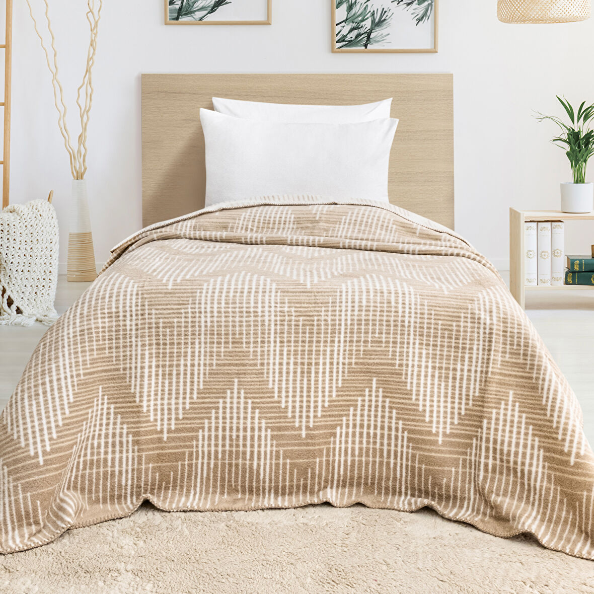 Schafer Home Bloom TK Battaniye 150x220 Cm 1 Parça-Bej