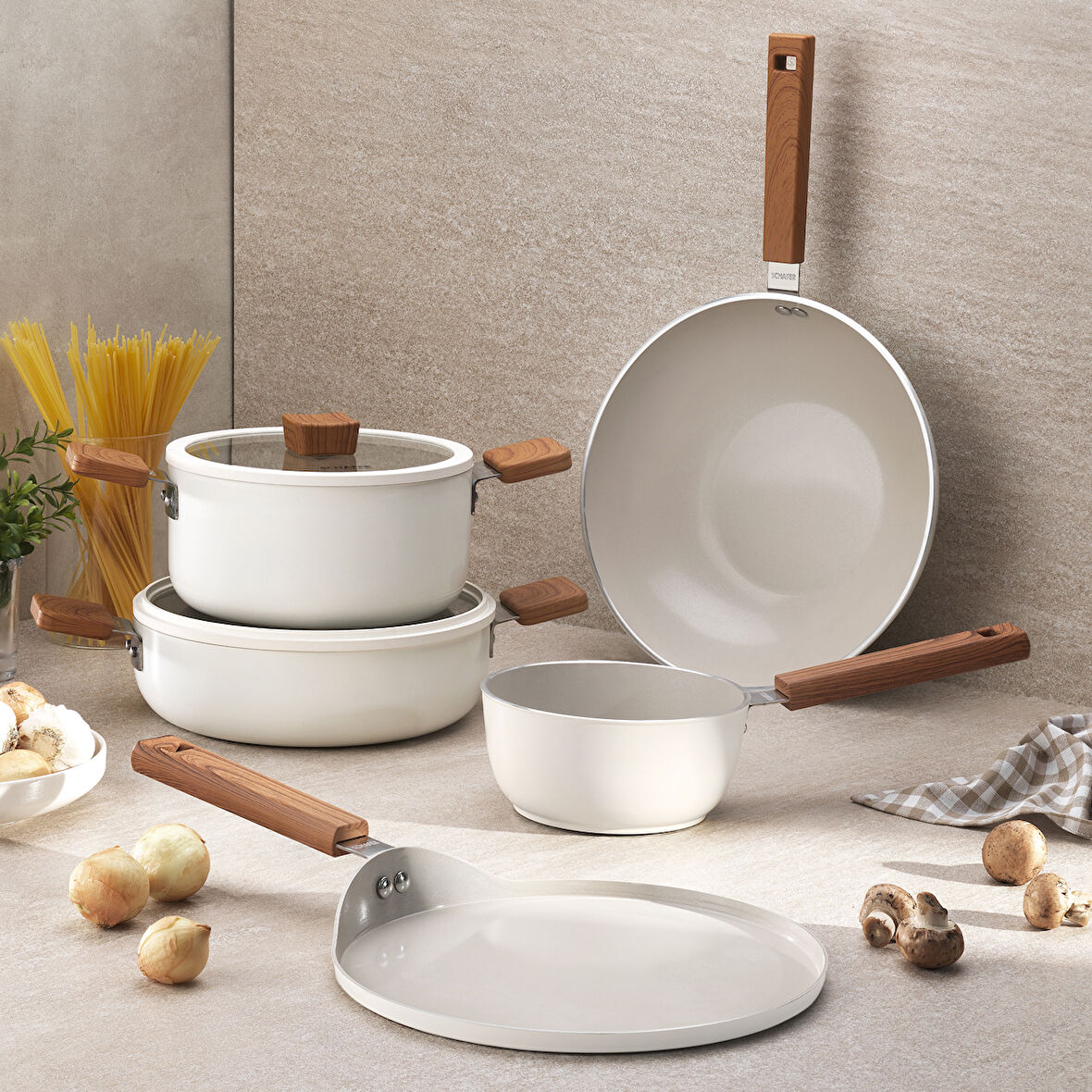 Schafer Ceramoni Seramik Krep Tava 26 Cm-Krem