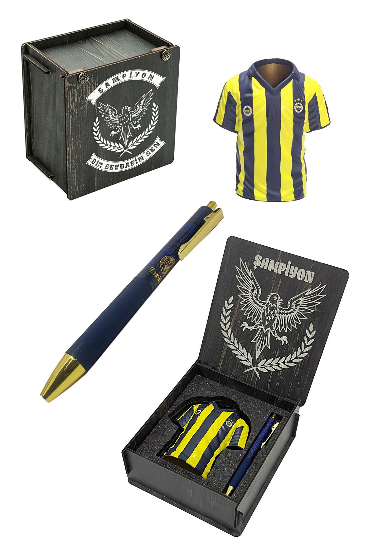 Fenerbahçe Lisanslı Forma Kalemlik Hediyelik Set Ahşap Kutulu