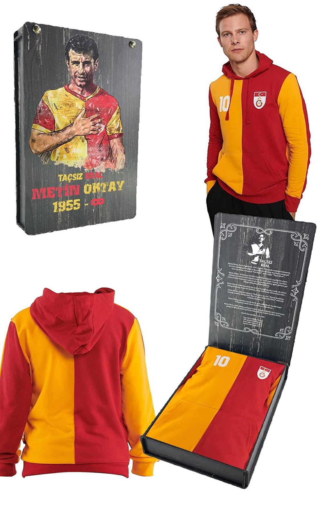 Galatasaray Orijinal Metin Oktay Kapüşonlu Sweat Hediyelik Ahşap Kutulu