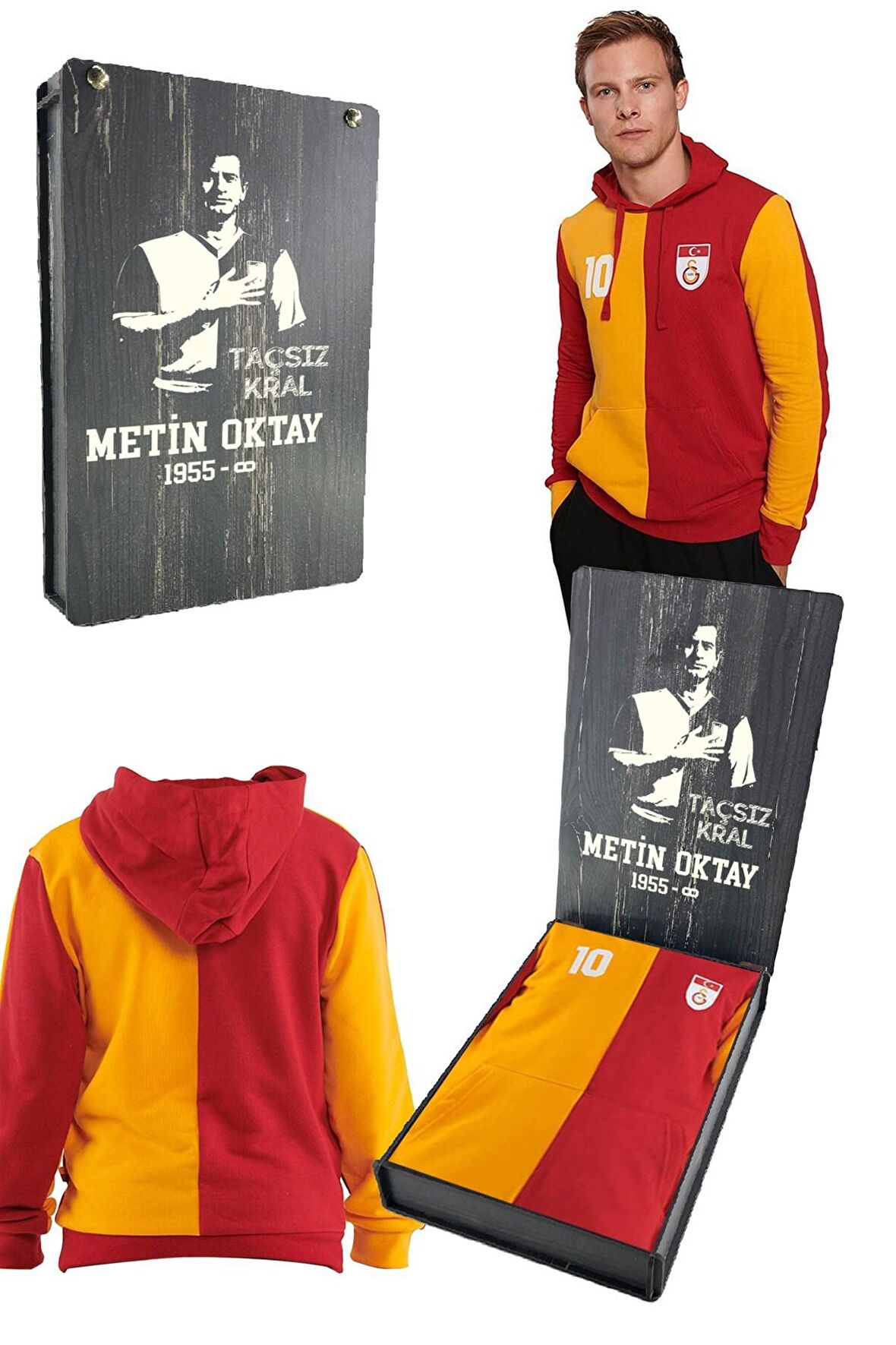 Galatasaray Orijinal Metin Oktay Kapüşonlu Sweat Hediyelik Ahşap Kutulu