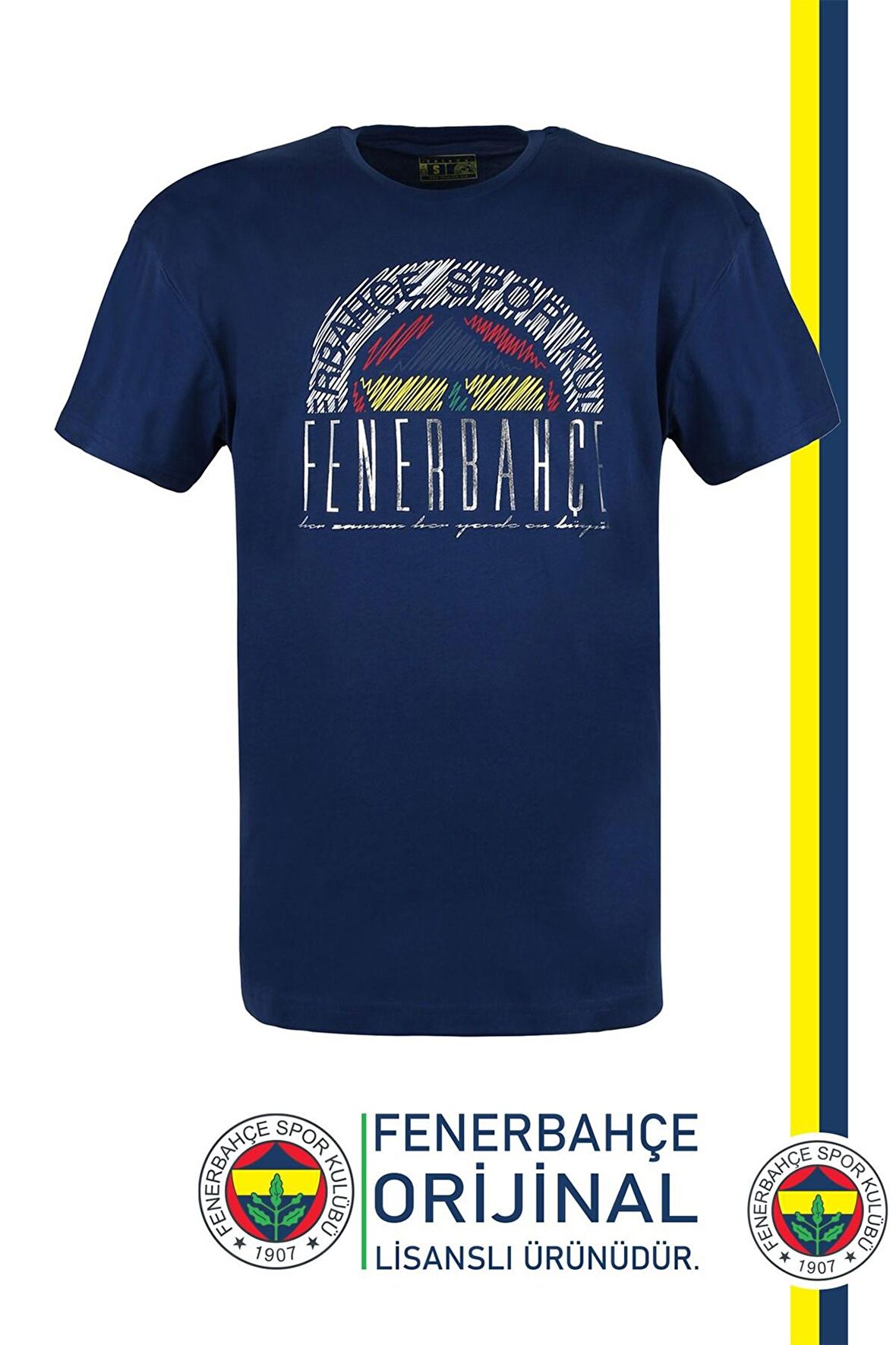 Fenerbahçe Orijinal Lisanslı Varak Baskılı Unisex Logo Oversize T-Shirt