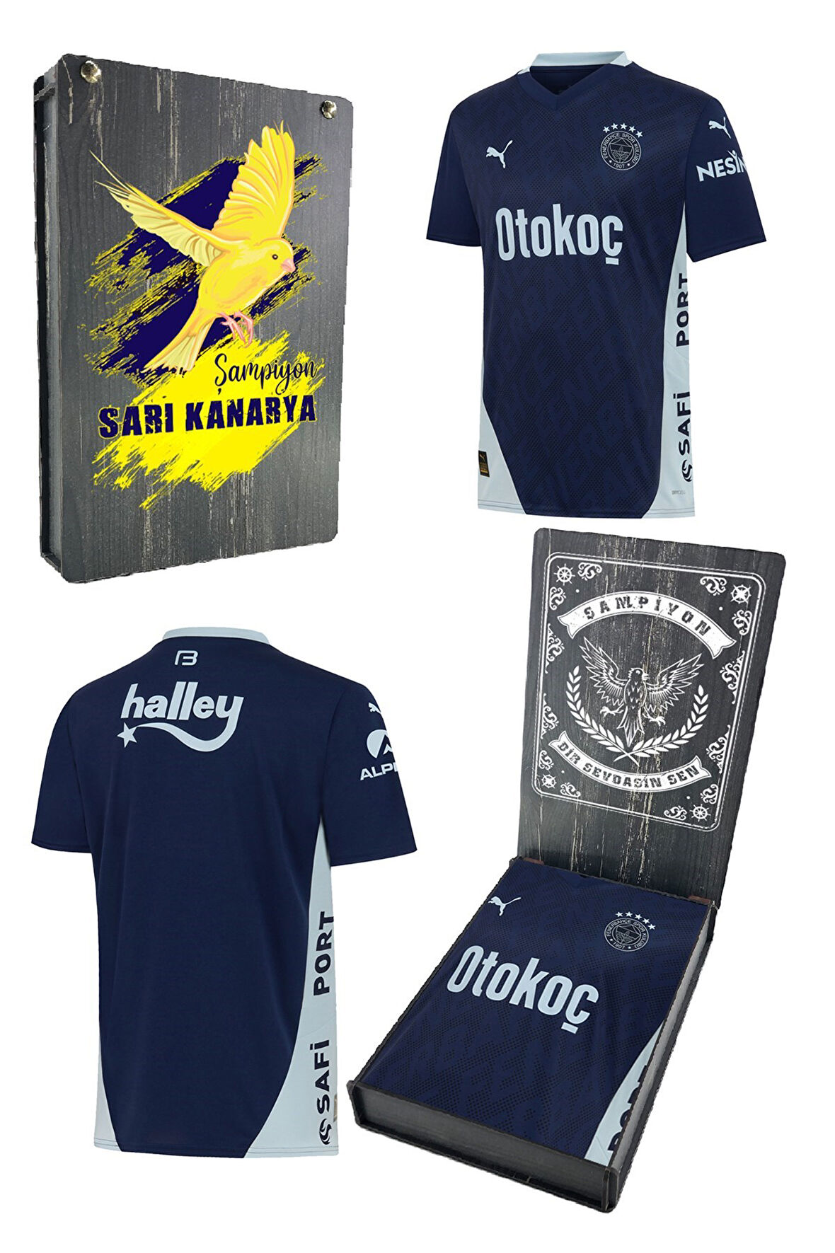 Fenerbahçe Orijinal Lisanslı Unisex 24-25 Yeni Sezon Mavi Forma Kanarya Baskılı Hediyelik Kutulu
