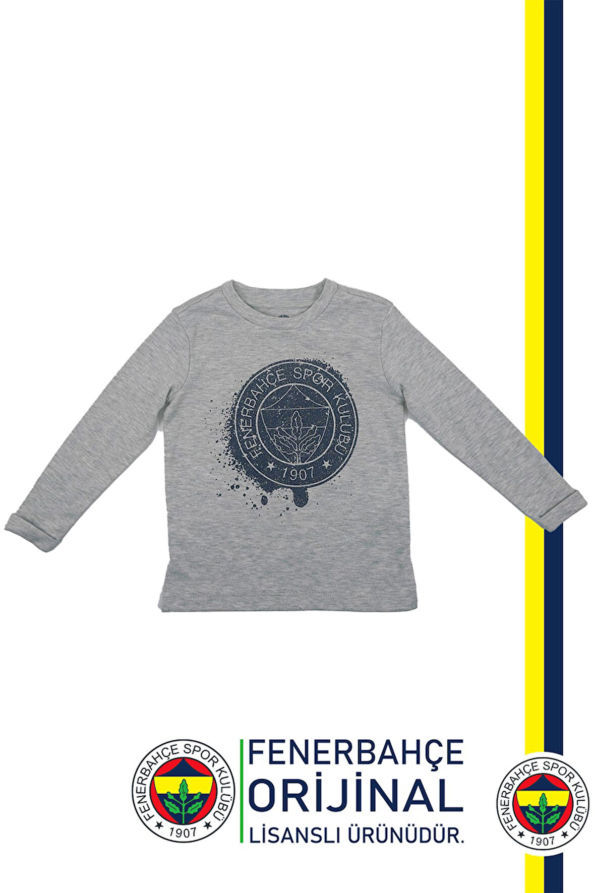 Fenerbahçe Orijinal Lisanslı Yaldızlı Fb Logo Gri Çocuk Sweat