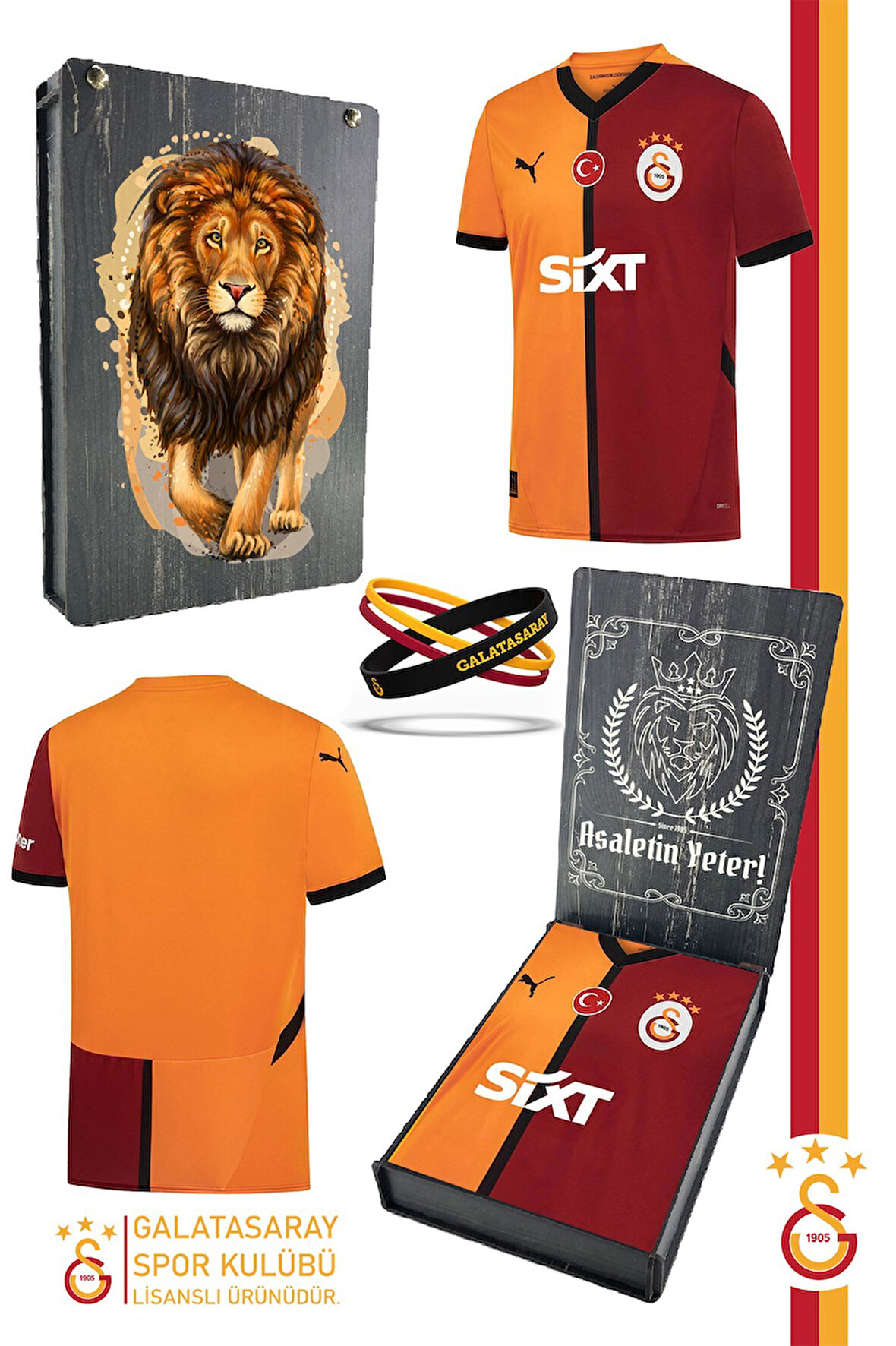 Galatasaray Orijinal Lisanslı 24/25 Parçalı Forma Spor Bileklik Set Aslan Baskılı Hediyel