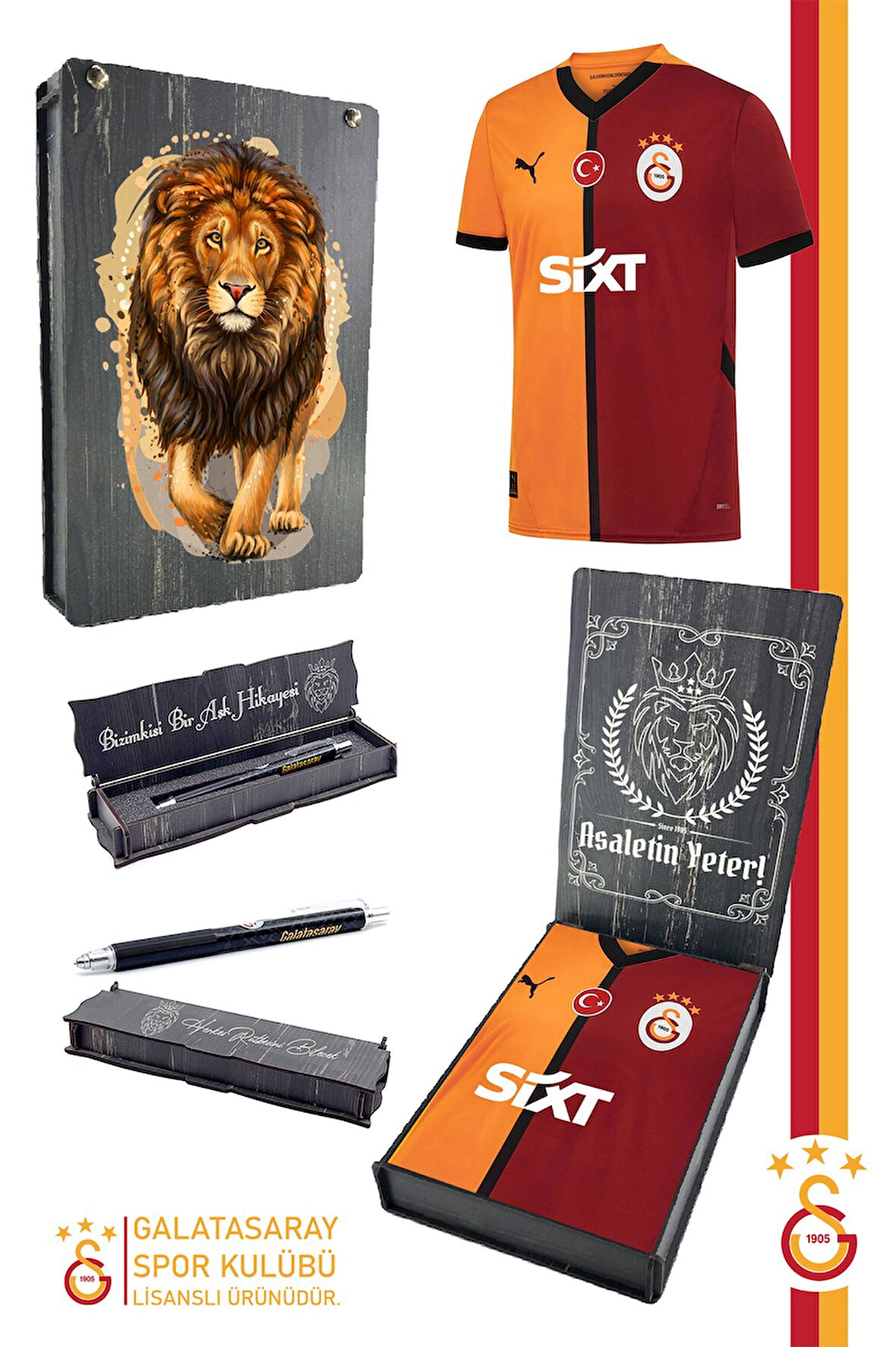 Galatasaray Orijinal Lisanslı 24/25 Parçalı Forma Premium Uçlu Kalem Set Aslan Baskılı He