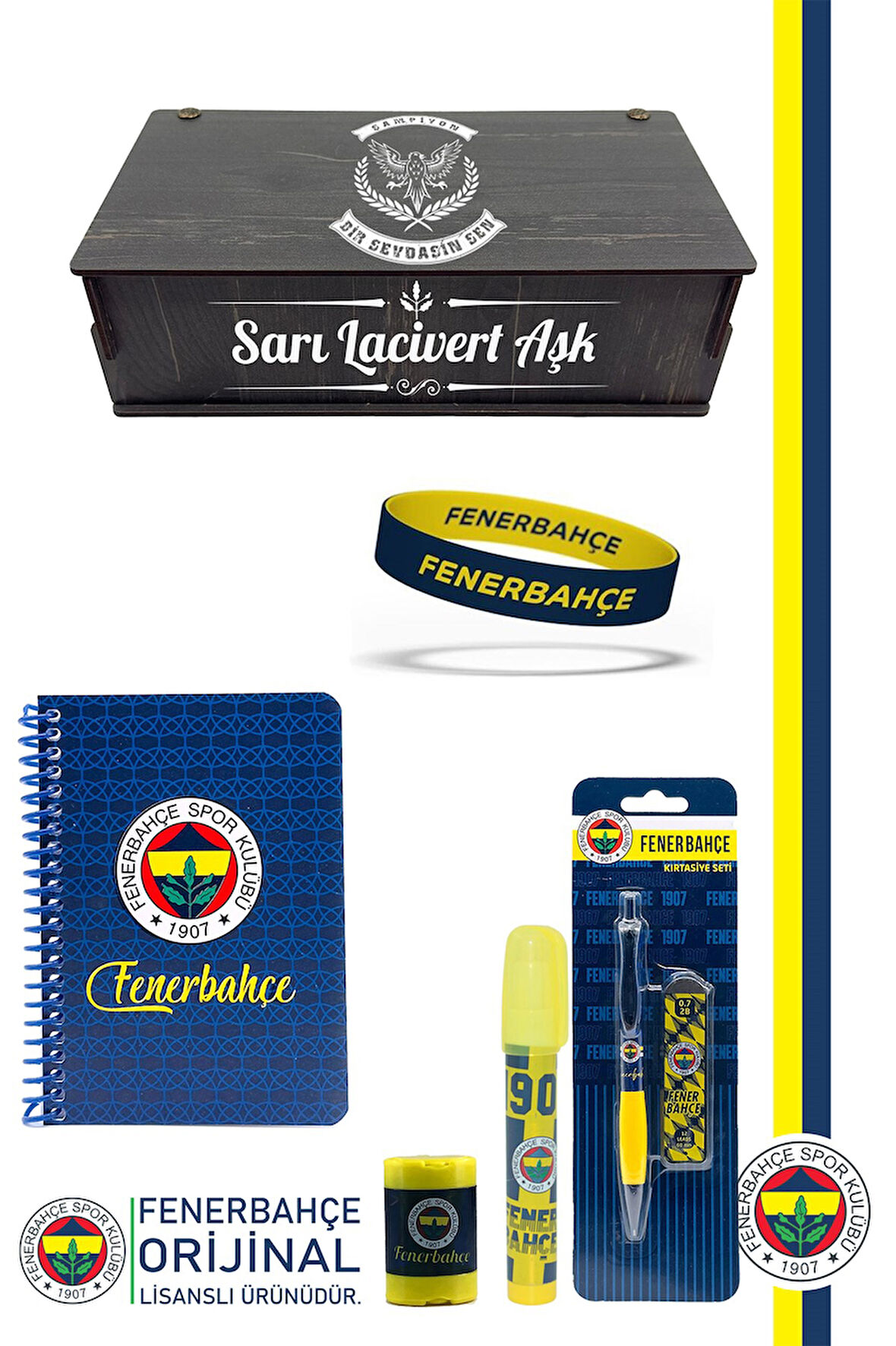 Fenerbahçe Orijinal Lisanslı Kalem Bileklik Bloknot Hediyelik Set