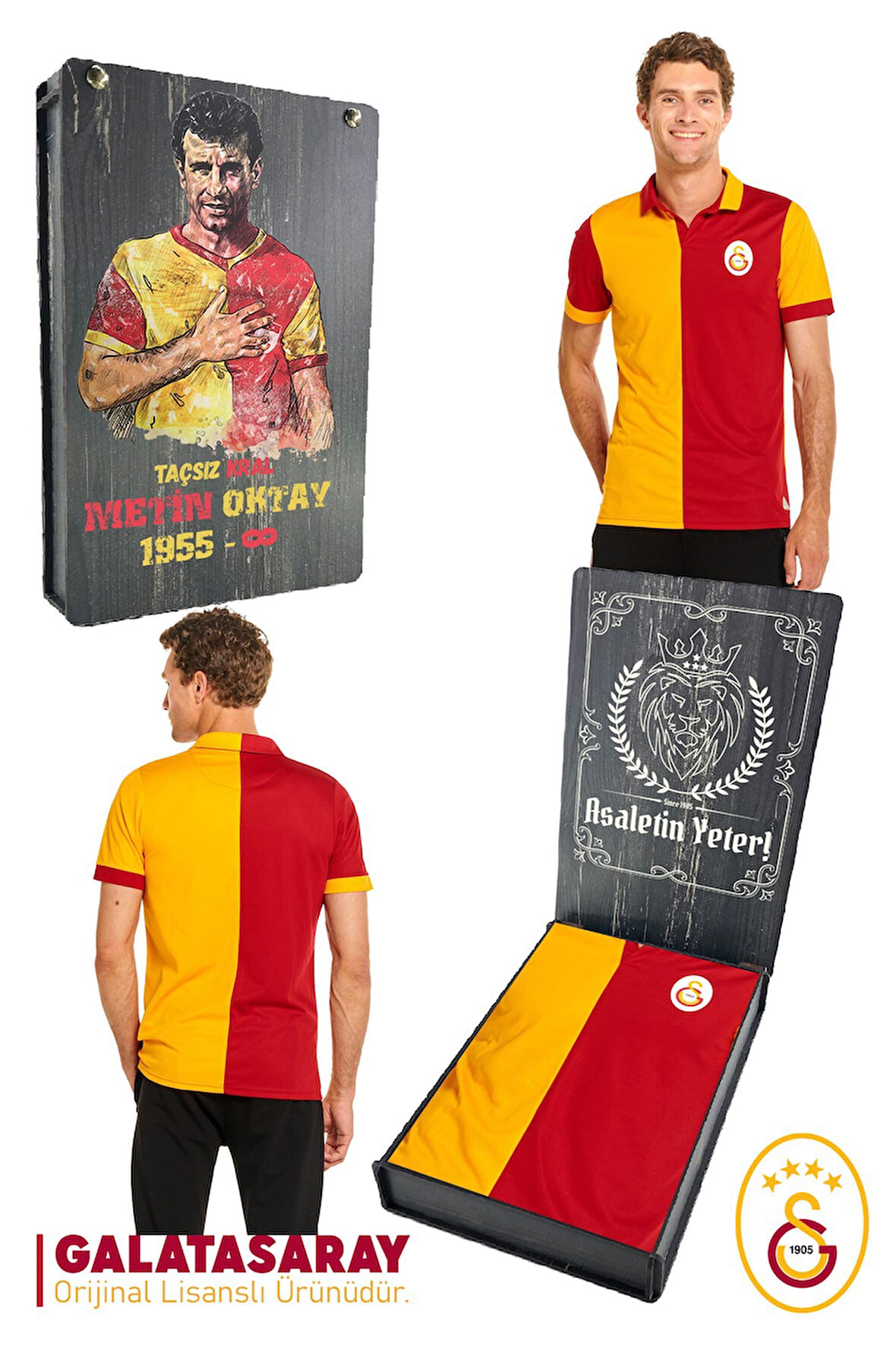 Galatasaray Orijinal Lisanslı Match Day T-shirt Metin Oktay Baskılı Hediyelik Ahşap Kutulu