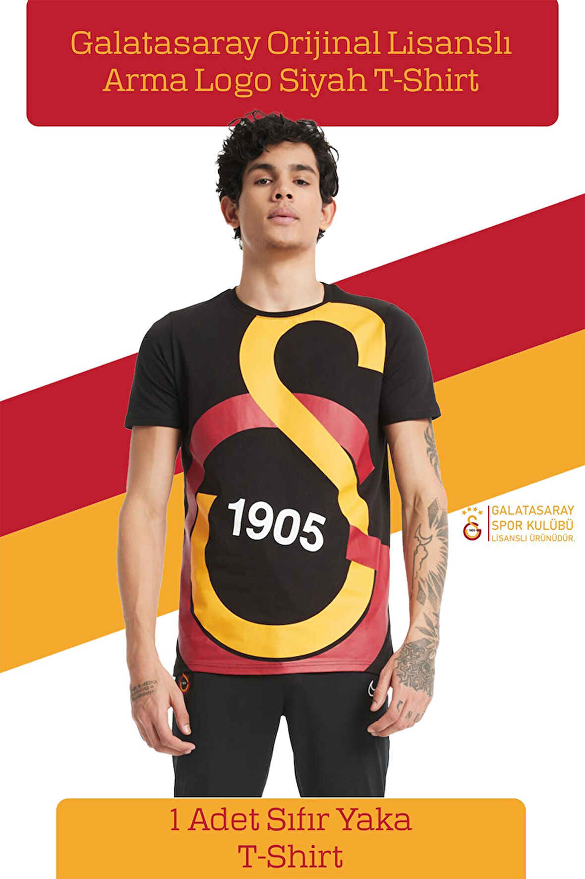 Galatasaray Orijinal Lisanslı Büyük Logolu T-Shirt