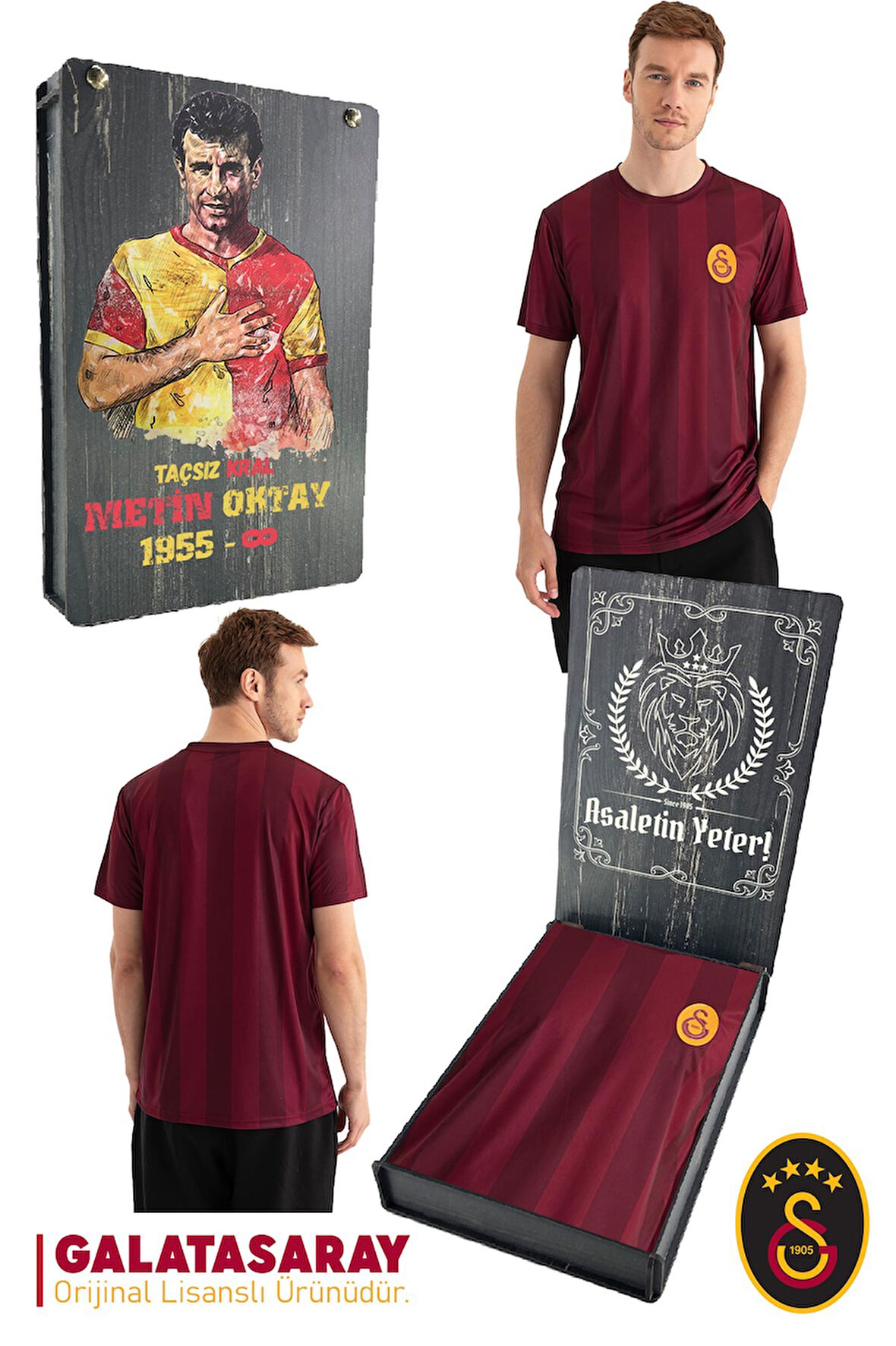 Galatasaray Orijinal Lisanslı Match Day T-Shirt Metin Oktay Baskılı Hediyelik Ahşap Kutulu