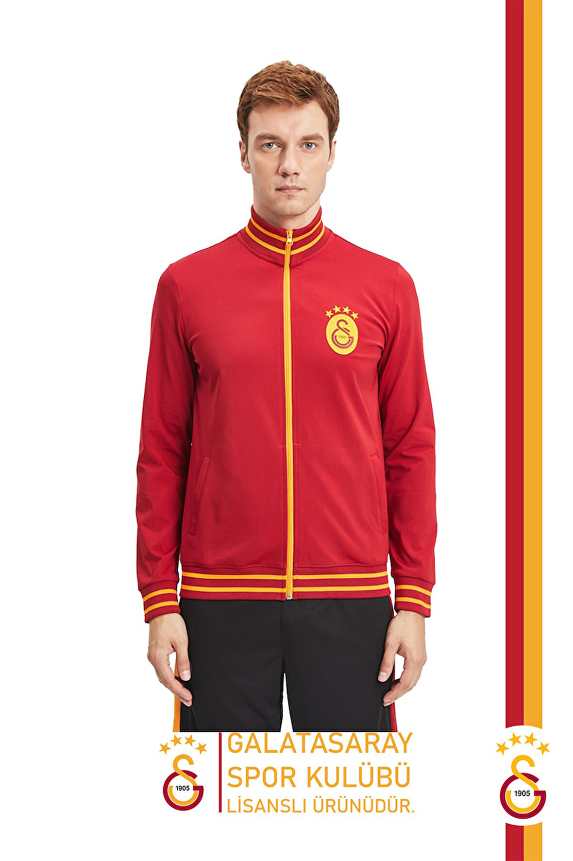 Galatasaray Orijinal Lisanslı Dik Yaka Fermuarlı Erkek Sweat