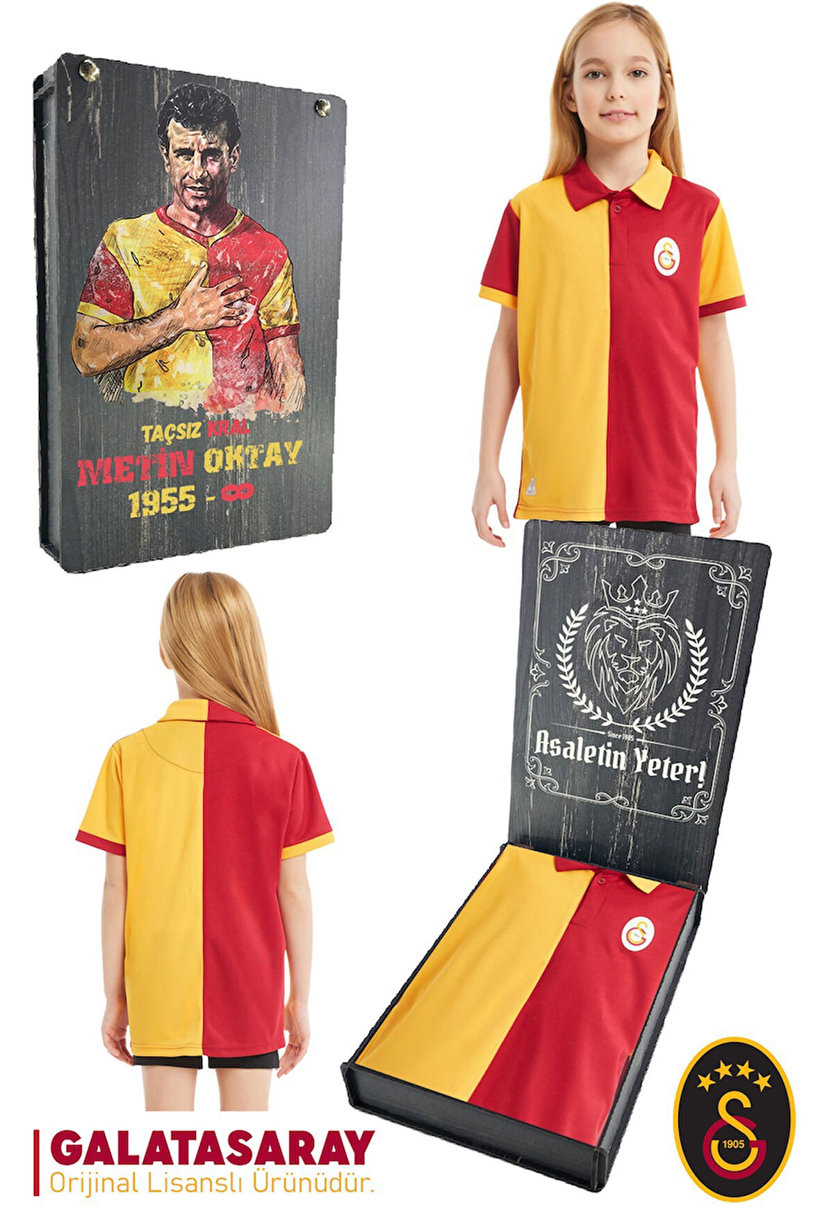 Galatasaray Orijinal Lisanslı Match Day Polo Çocuk T-shirt Metin Oktay Baskılı Hediyelik Kutulu