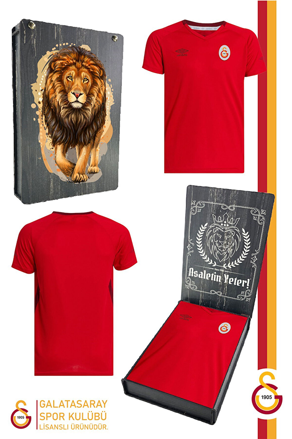 Galatasaray Orijinal Lisanslı Umbro V Yaka Kırmızı T-Shirt Gs Umbro V Yaka Kırmızı Hediyelik Kutulu