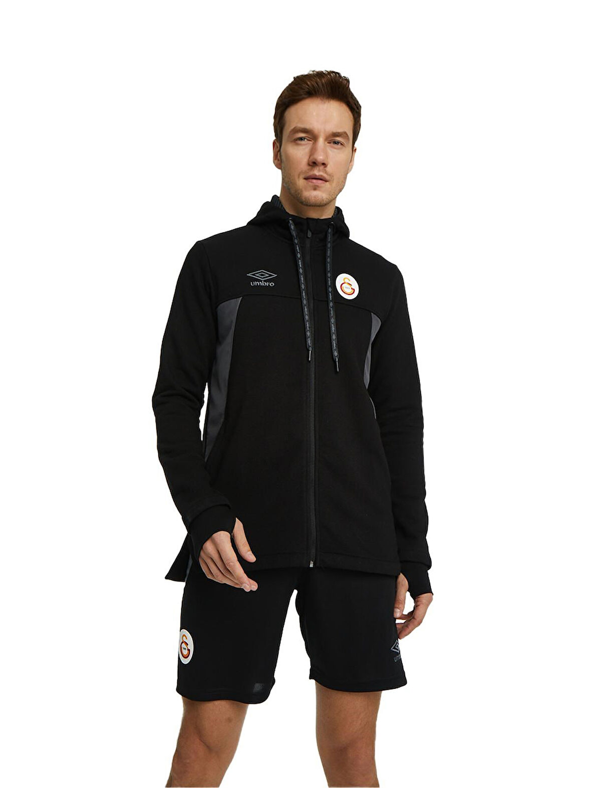 Galatasaray Orijinal Lisanslı Kapüşonlu Siyah Fermuarlı Hoodie