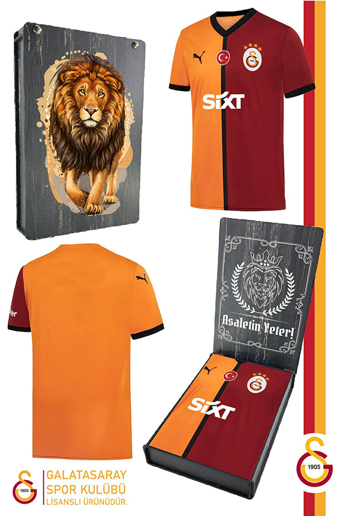 Galatasaray Orijinal 2024/2025 Parçalı İç Saha Taraftar Forma Gs Aslan Baskılı Hediyelik  Kutulu