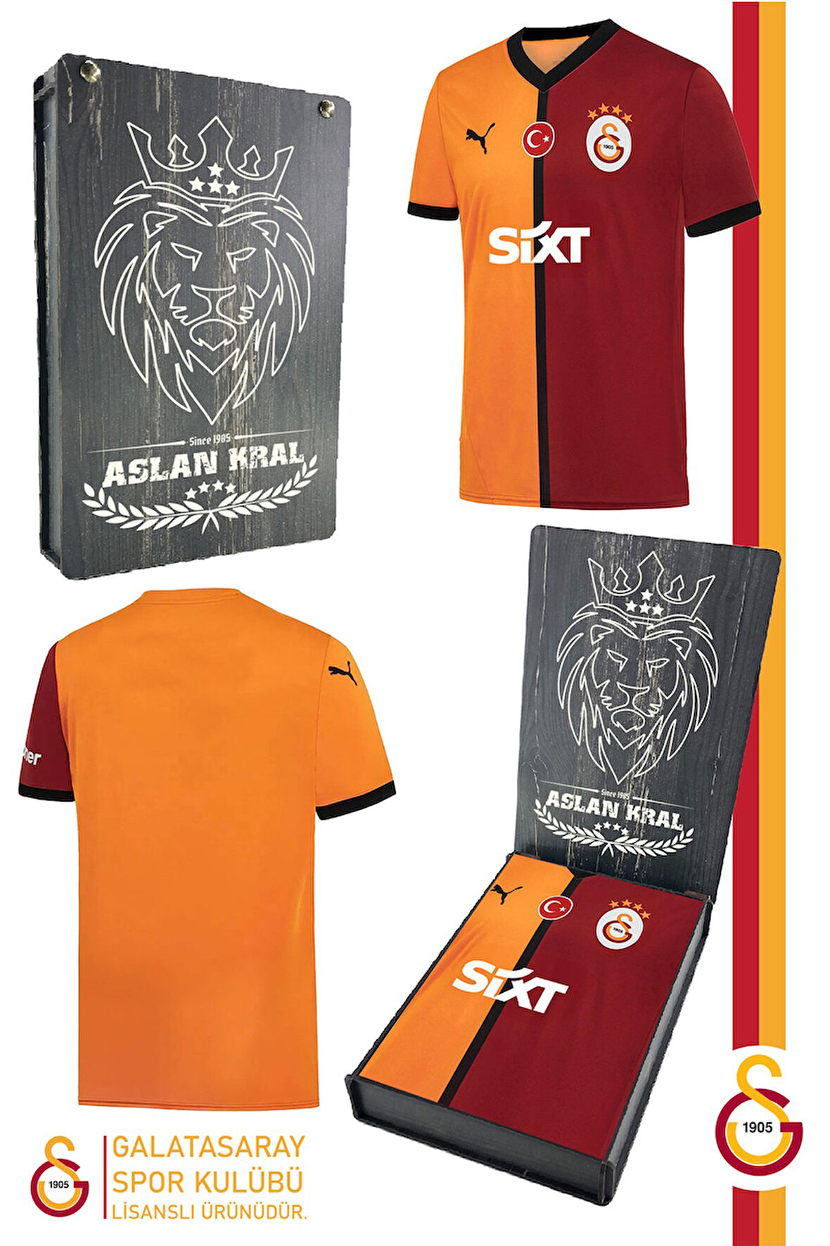 Galatasaray Orijinal 2024/2025 Parçalı İç Saha Taraftar Forma Hediyelik Ahşap Kutulu